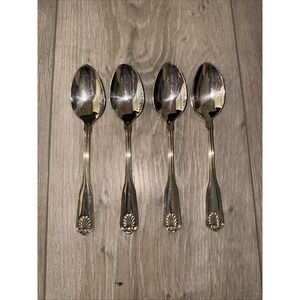 4 Vintage Teaspoons‎ COVENTRY SHELL Retroneu Silverplate flatware
